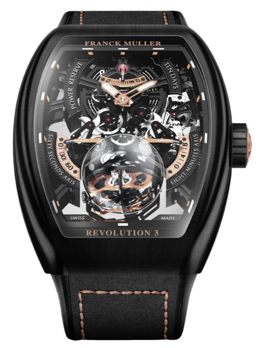 Review Franck Muller Vanguard Revolution 3 Skeleton Brushed Black Titanium - Rose Gold V50 REV 3 PR SQT NRBR (5N) Replica Watch